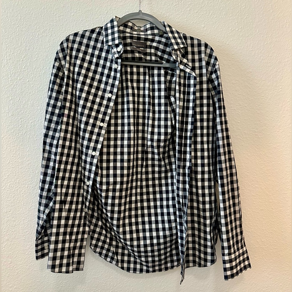 Black Checkered Long Sleeve Button Down